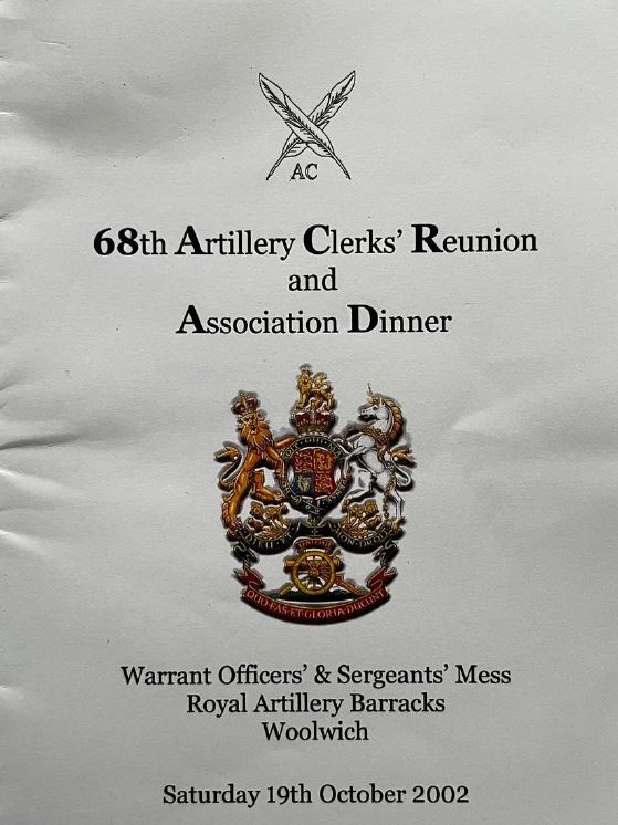 68th AC Reunion Dinner Programme - October 2002